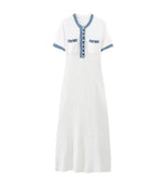 Fongt Escuse Side Spliced Round Collar Metal Buckle Knit Dress Women's Elastic Tights On The Ass
