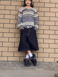 Y2K Vintage Denim Shorts Men's Harajuku Punk High-Waisted Denim Shorts-Outfit