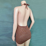 Fongt Explosion Women's Vacation Swimwear Sexy Bag With Naked Back Sling Sweater Knitted