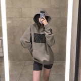 Fongt Plus Fleece Female 2024 Autumn Winter New Korean Version Student Print Hoodie Loose Coat Jacket Female