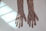 Mesh Letter Print Sleeveless Top With Gloves-Outfit