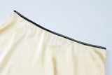 Satin Contrast Trim Bow Crop Top And Maxi Skirt Two Piece Set-Outfit