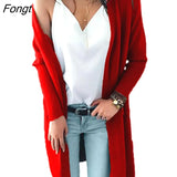 Jacket Autumn and Winter New Double Pocket Medium Length Knitted Cardigan Sweater Women Cardigan Women Knitted