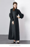 Fongt Folds Solid-Colored Dress Women's Niche Light-Cooked Three-Dimensional Flowers Loose Thin-Skinny Long Dress