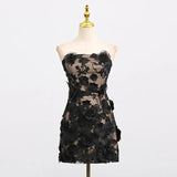 Fongt Holiday Style Dress 2025 Summer New Temperament Sexy Style Tective Yarn Flower Design Short
