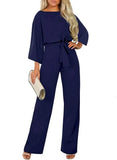 Fashion Batwing Long Sleeve Lace-up One-piece