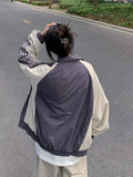 Contrast Stripe Zip Up Jacket-Outfit