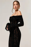 Lace Long Sleeve Off-shoulder Dress-Outfit