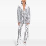 Fongt Spring And Summer New Star Fashion A Buckle Mesh Lintel Suit Trousers Set Two Sets