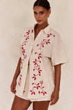 Fongt Spring And Summer New 3D Stereo Embroidery Comfortable Casual Shirt Short Suit-88189-Outfit