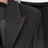 Fongt New Star Fashion Beads Edge Trim Belt Suit Trousers Set Two-Piece Set