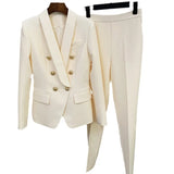 Fongt Professional Fashion Double-Dancing Green Fruit Collar Suit + Nine-Point Trousers Set Two Sets