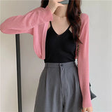 Fongt Version Of Ice Silk Knitted Sunscreen Cardigan Women's Summer Thin Shawl Shawl Burqa Short Small Shoulder Coat