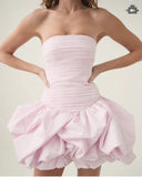 Organ Press Folding Bubble Irregular Dress With Tective Tset Skirt Short Body Playful Cloud Flower