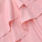 ZANZEA Fashion Women Ruffles Hem Blouse Elegant Lapel Neck Swallowtail Shirts Solid Long Sleeve High Waist Tops Irregular