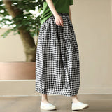Fongt New Retro-Colored Woven Linen Lattice Skirt Tight Waist Thin Half-Dress Skirt Temperament Cotton A-Song