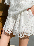 Fongt Name Maid Small Fragrant Suit Female Hollow Embroidery Top + Shorts Casual Set Shenzhen South Oil Women's