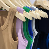 Girls Tight Anti-Smooth Threaded Vest Women's Spring And Summer Suit Slim Top Ins Tide-Outfit