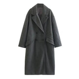 New Women's Neutral Wind Long Trench Coat Woolen Coat 3046701-Outfit