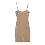 Trend Women's Solid Color Flat Thread Suspender Dress Summer New Elastic Bag Hip Skirt Short Skirt-Outfit