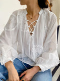 Fongt 2025 Women's New South French Vacation Shirt Women's Sleeves Sunscreen French White Shirt Women's