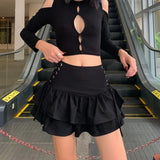 Dark Personality Side Waist Band Skirt Ins2023 Spring Girl's New Half Skirt-Outfit