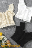 2023 New Summer Autumn Bustier White Black Tank Top Female Sexy Bandage Sleeveless Crop Top Zipper Woman