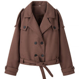Fongt Women's Clothing Explosion Casual Loose Double Buckle Collar Temperament This Coat