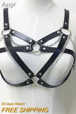 Faux Leather Hollow Out Crop Top Women Link Chain Long Tassel Tank Tops Stage Performance Costume Party Rave Festival