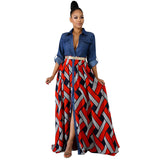 Fongt Spring Summer New Women's Dress Denim Woven Stripe Print