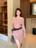 Fongt Xixi 13 Line 2025 Winter Temperament Knitted High-Neck Dress Dress Thin High-Waist Short Skirt Women 25533