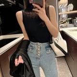 Temperament Vest Women's Summer New Jacket Wears Short Sexy Hot Girls Sleeveless Top Pure