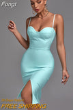 Midi Bandage Dress 2023 New Women Bandage Dress Bodycon High Quality Elegant Sexy Evening Club Party Dress Summer