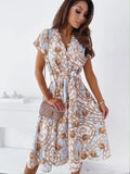 V Neck Short Sleeve Party Vintage White