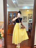 Fongt High-Waisted Half-Dress Woman's Summer Thin A-Dress Loose Waist-Hanging Long Umbrella Skirt