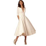 Fongt And Summer 2023 New Sexy Deep V Mid-Sleeve Dress Ebay Long-Term