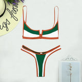 Bathing Bikini Women Bandeau Swimsuits Piece Push Up Patchwork Two Set Beach Swimwears Tankinis Set Women Swim Top-Outfit