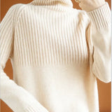 Autumn And Winter Lazy Wind Thickened High-Necked Sweaters Women's Long-Sleeved Solid Color Pile Collar Knitted Bottomed Sweaters-Outfit