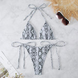 Fongt New Multi-Color Swimsuit Leopard Print Split Swimsuit Female Tie-Dye Hanging Neck