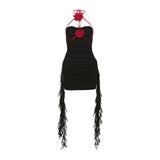 2024 Summer New Women's Fashion Trend Hit The Color Flower Word Hanging Neck Wave