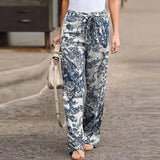 Simple Comfortable Elastic Waist Linen Trousers