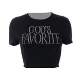 2024 Summer New Round Collar Collar Collar Collar Collar Short-Sleeved Letters Hot Umbilical Women's Top T-Shirt Direct