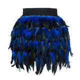 Costume Jazz Dance Luxury Peacock Feather Skirt Stage Dress Irregular Skirt-Outfit