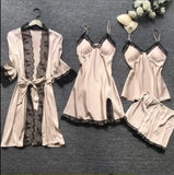Fongt Woman Sexy Pajamas Four-Piece Korean Set Of Hanging Pajamas Women Homewear With Chest Pajamas Pajamas Pajamas