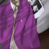 Fongt And Autumn Small Suit Jacket Female 2024 New Korean Version Net Red Temperament Small Purple Pink Suit Female-Outfit