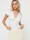 Fongt Hot Girl Style With Short-Sleeved Summer Splicing Lace Strap Sexy Top Vest