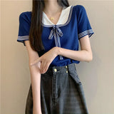 Fongt Style Doll Collar T-Shirt For Women's Summer New Sweet Spicy Head Short-Shoeed Sexy Ins Short-Sleeved
