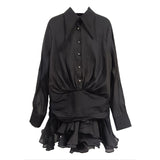 Spring 2025 New Fashion Temperament Collar Single Row Buckle Lotus Leaf Side Design Short Women's