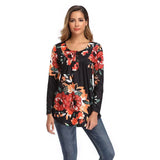 Tops And Blouses O-neck Print Casual Long Sleeve Boho Clothing Women Plus Size Fashions Floral Blouse