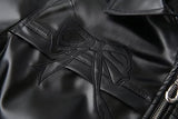 Black Bow Faux Leather Biker Jacket-Outfit
